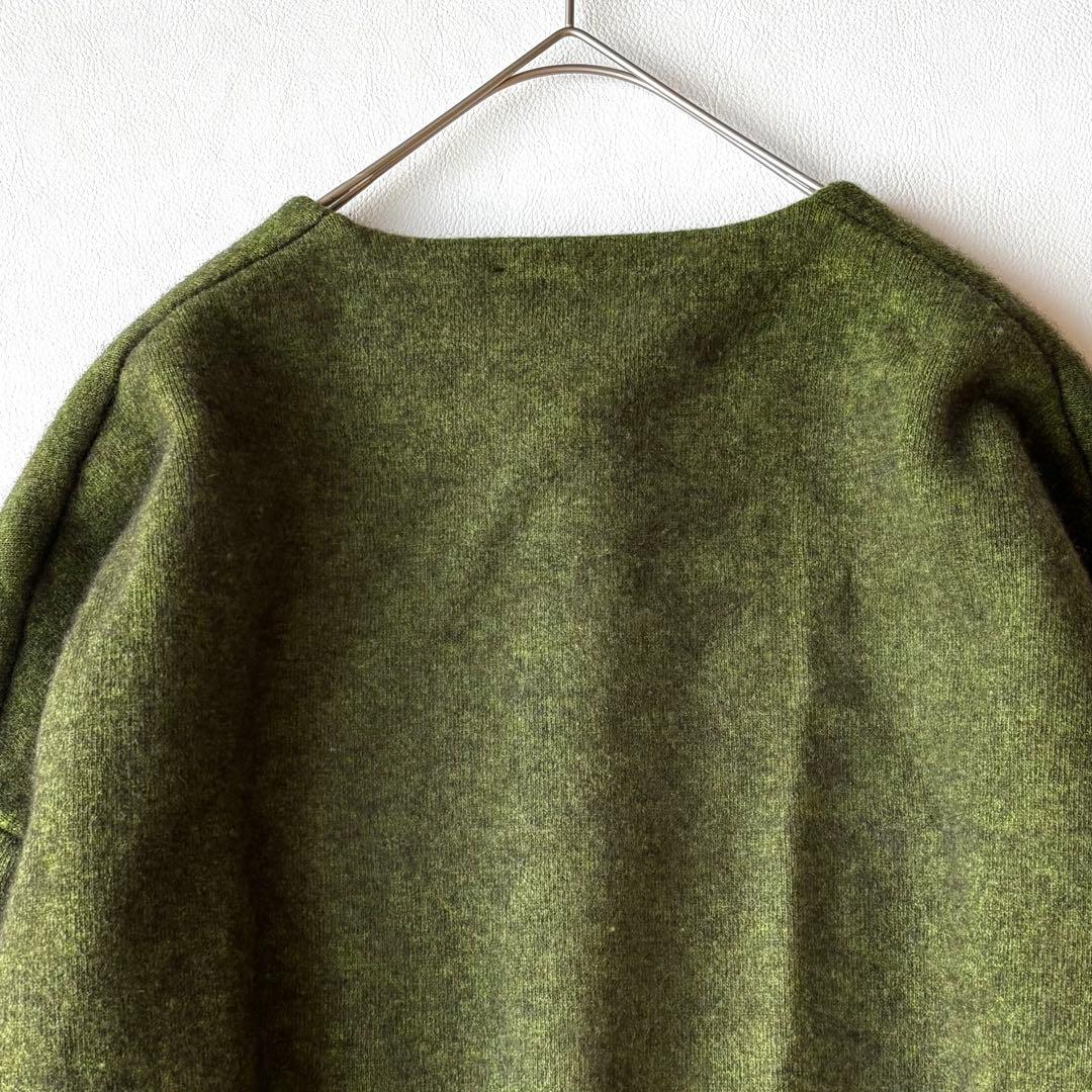 BEARDSLEY 洗えるニットコート　ラクーンニット　オリーブグリーン