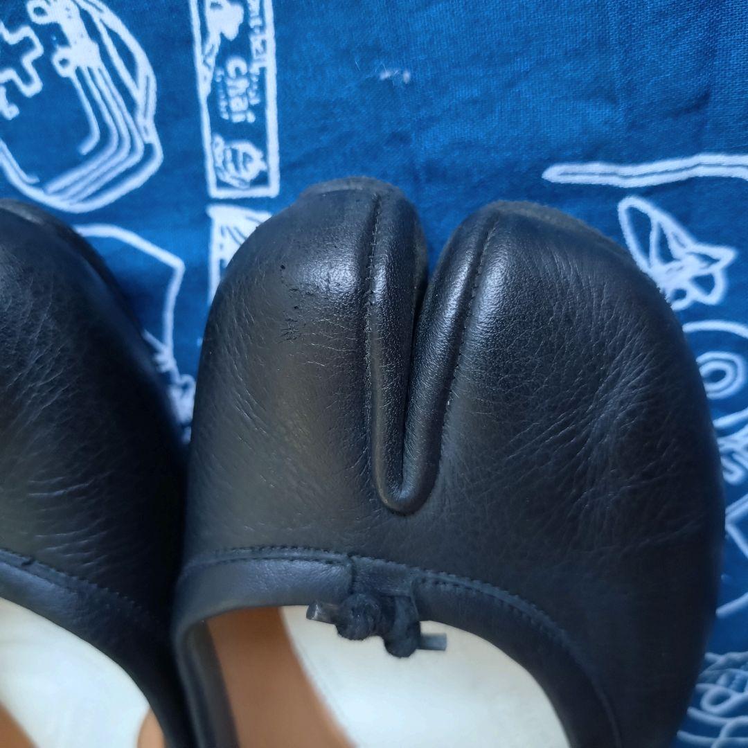 マルジェラ　36 足袋　タビ　バレエ　レザー　ブラック