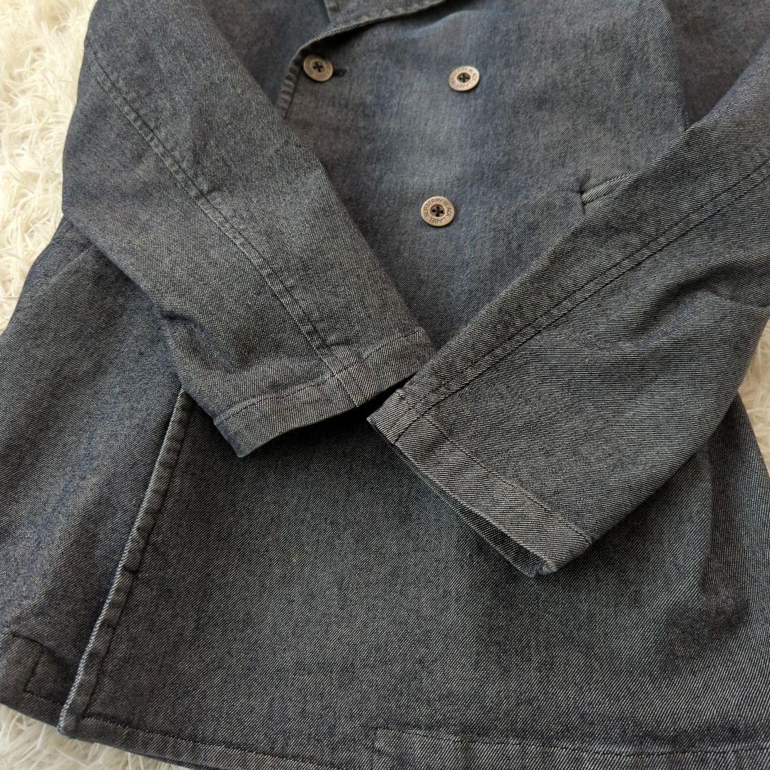 バーバリーブラックレーベル Pコート デニム 銀釦 ノバチェック L