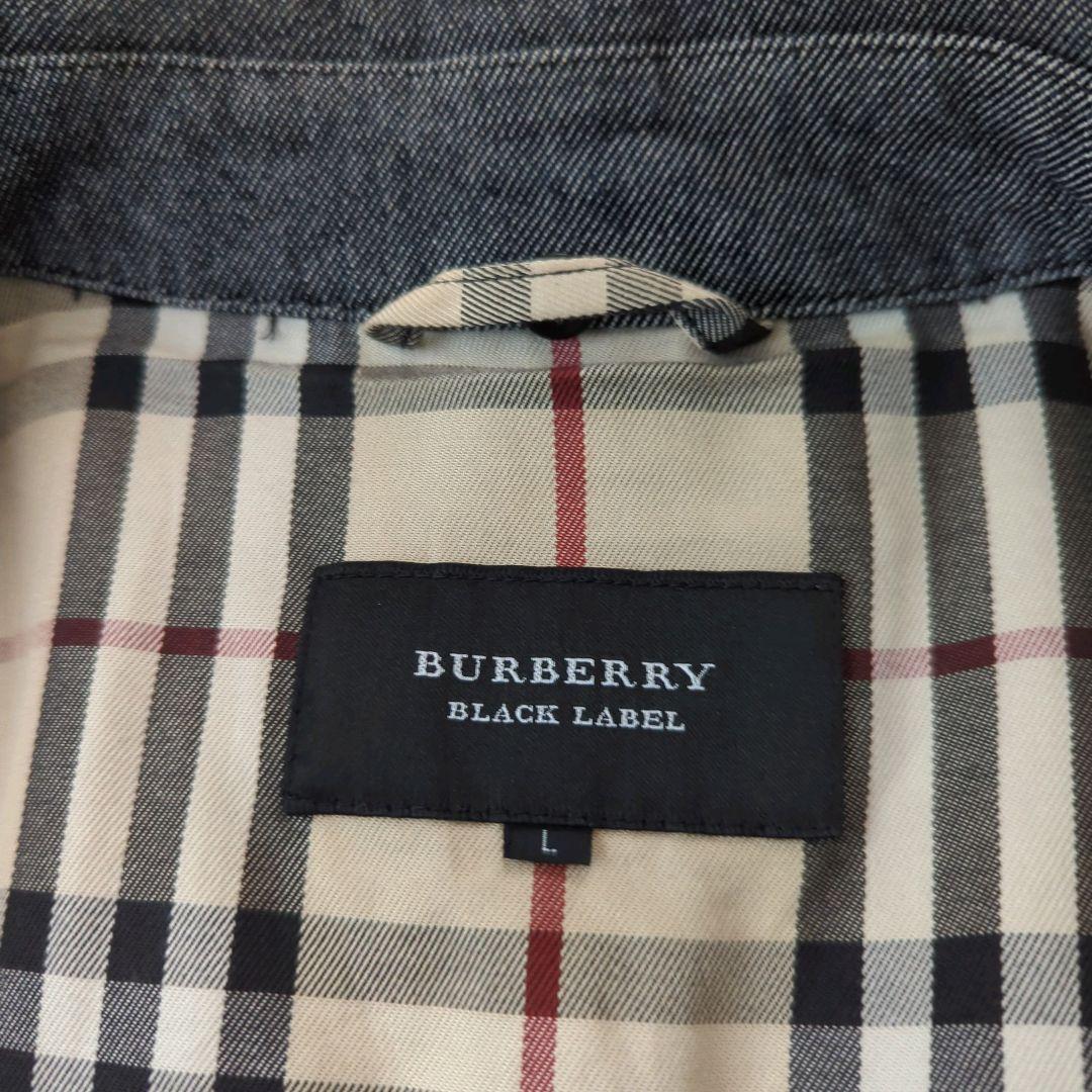 バーバリーブラックレーベル Pコート デニム 銀釦 ノバチェック L