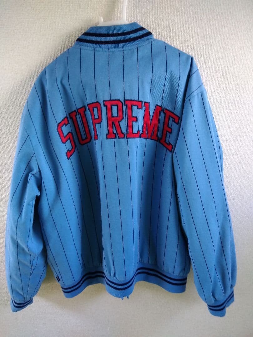 Supreme ストライプスタジャン M 水色
