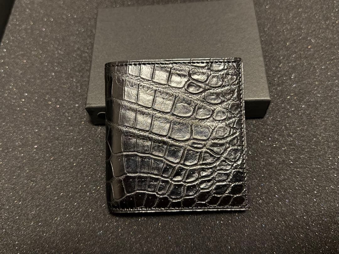 万双　クロコダイルミニ財布(小銭入付) ブラック