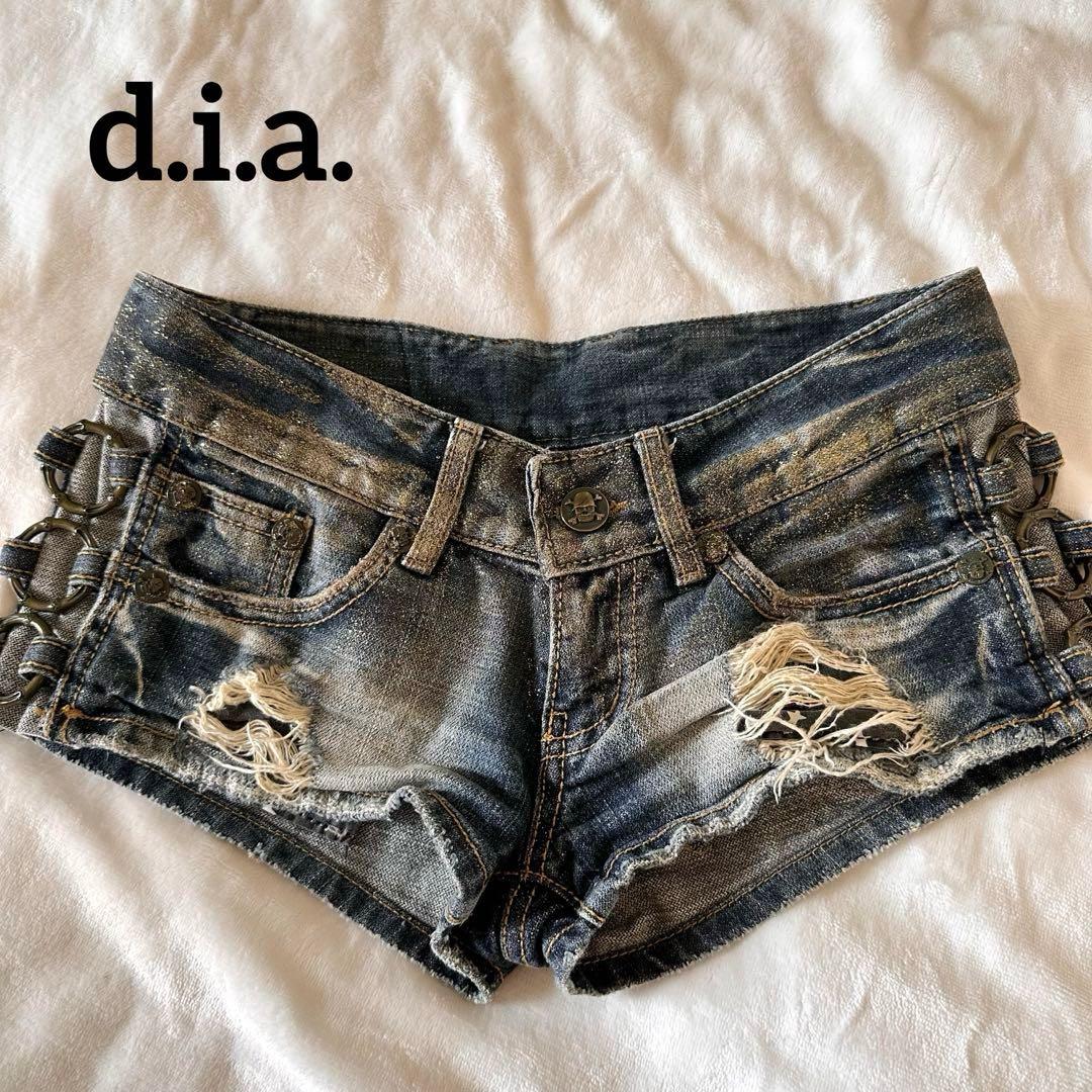 元祖【d.i.a.】サイドリングデニムショーパン ゴールドラメ 平成当時物