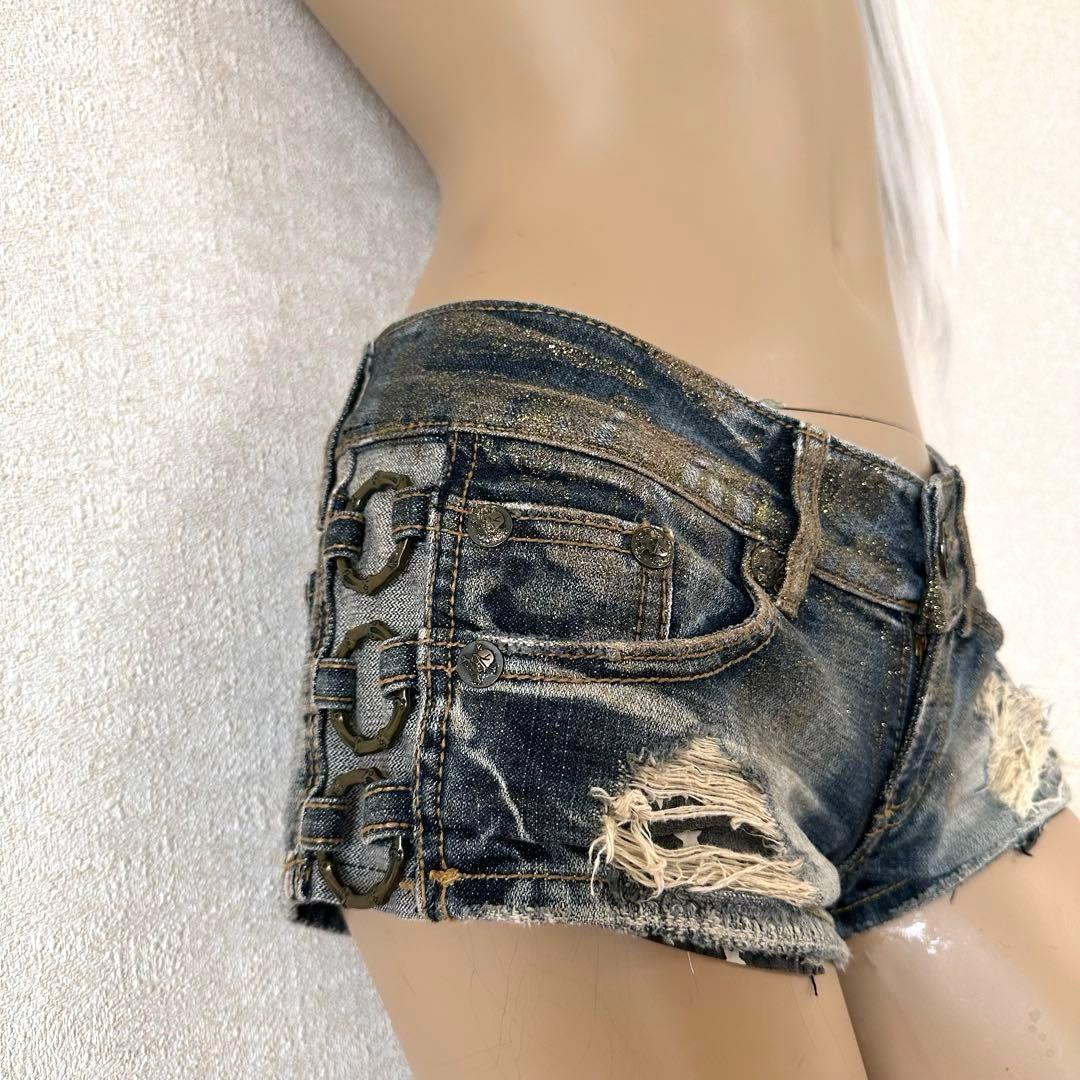 元祖【d.i.a.】サイドリングデニムショーパン ゴールドラメ 平成当時物