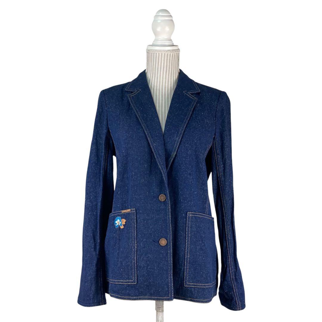 05T629☆LEONARD 濃紺 薄手 デニム調 テーラード ジャケット 春秋