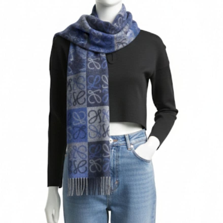 ✨極美品✨LOEWE　マフラー　アナグラム スカーフ　カシミヤ × ウール