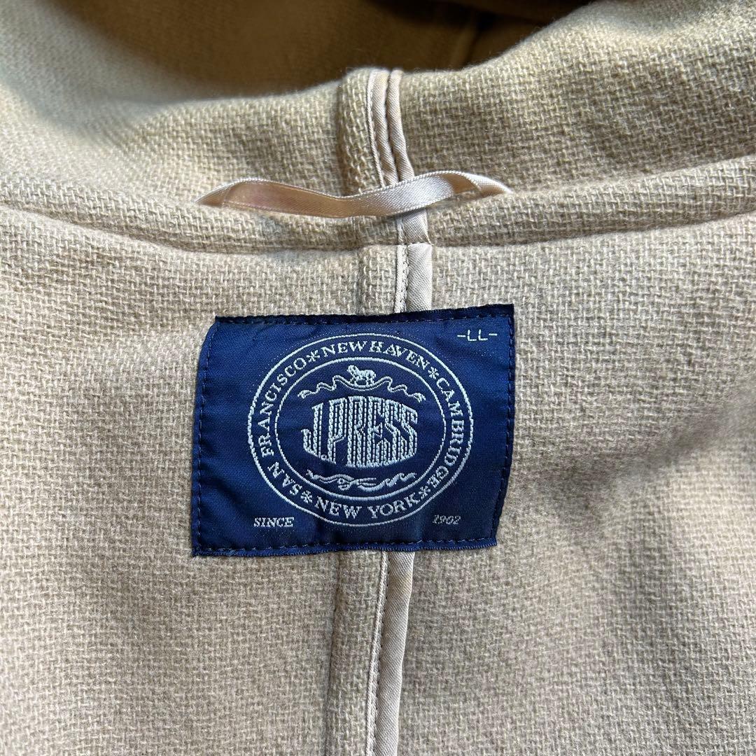 J.PRESS ジェイプレス ヘリンボーンダッフルコート ベージュLL ロング丈