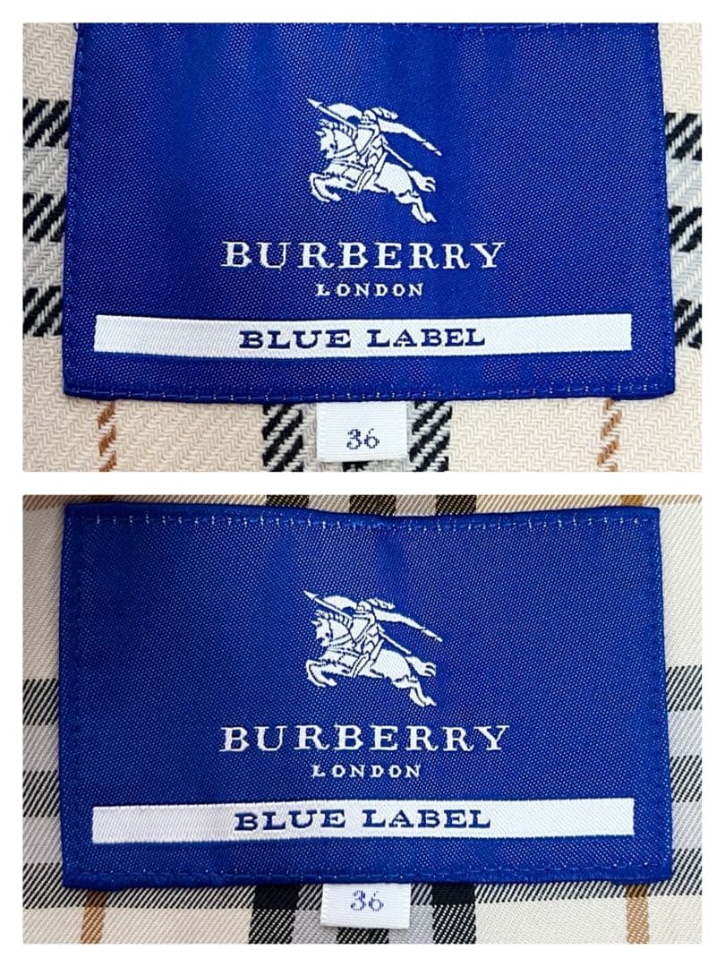 バーバリーブルーレーベル トレンチコート ライナー ノバチェック ベージュ　36