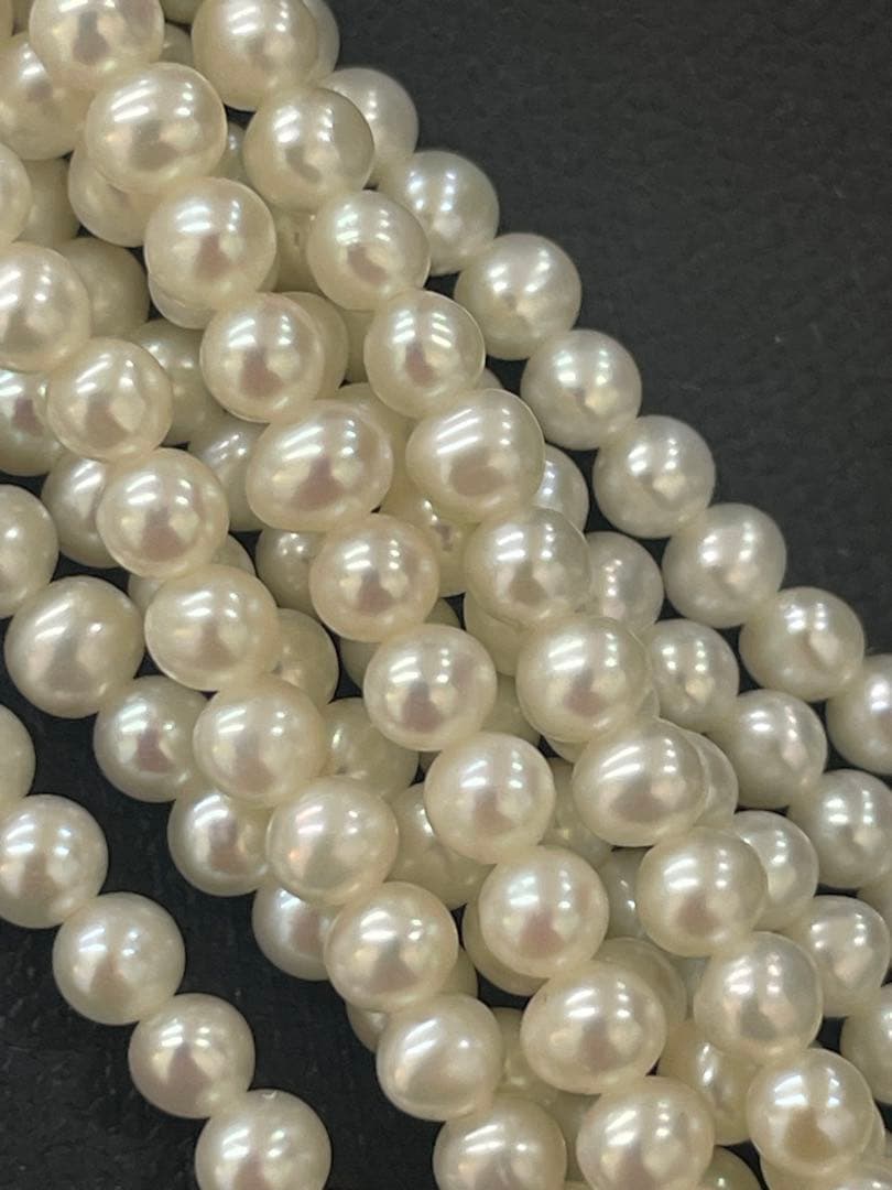 【Ｅ】淡水パール　10連ネックレス　ベビーパール　約3㍉玉　留め具シルバー