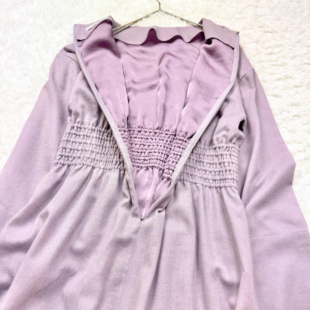 美品✨ エブール ウエストシェイプロングワンピース 長袖 ウール100% 36