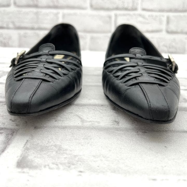 PRADA プラダ フラットシューズ パンプス ポインテッドトゥ 黒 23.5㎝