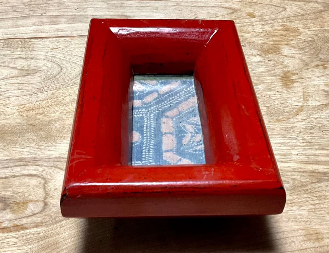 松崎融　朱漆塗　額縁　漆塗り　漆器