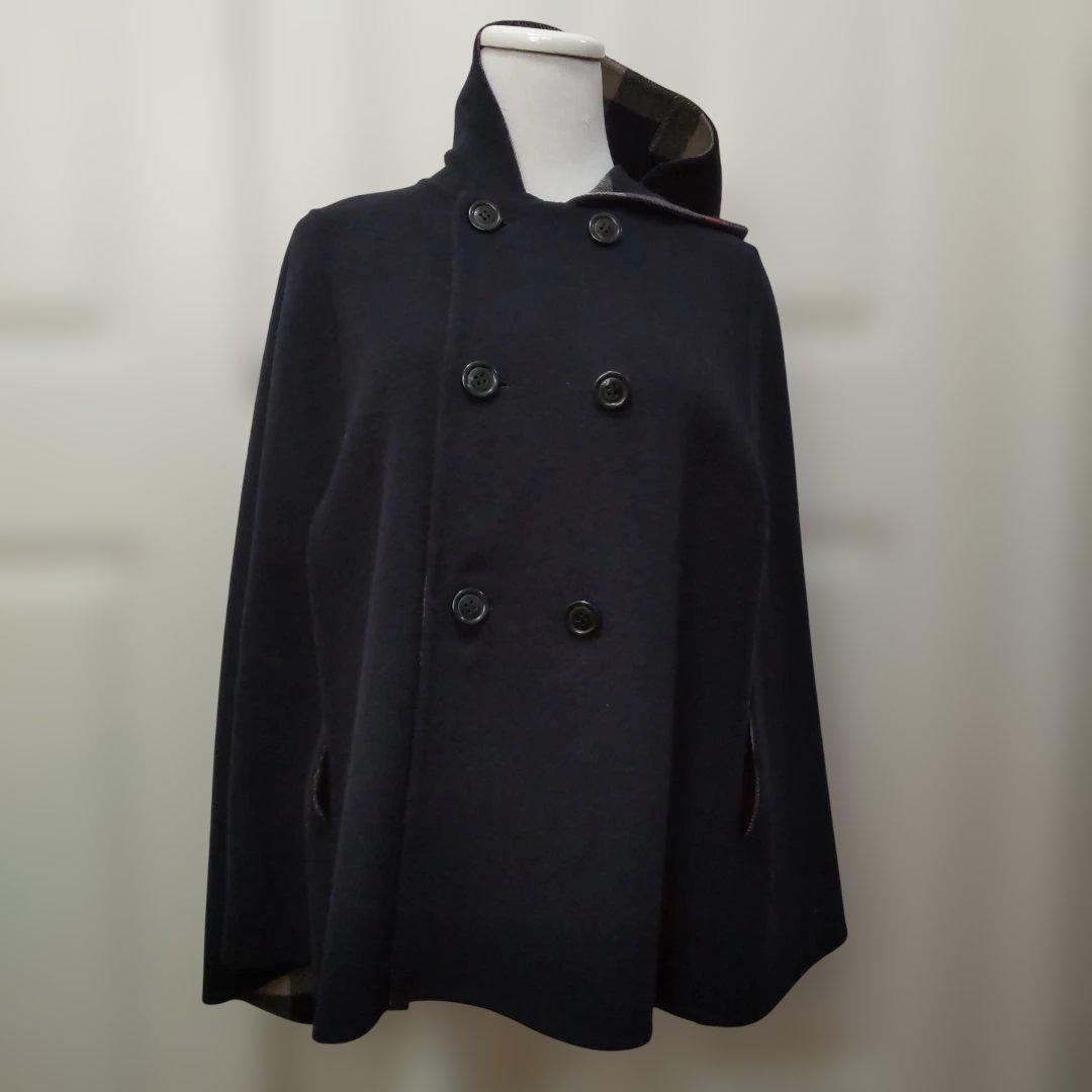 ブルーレーベル ダブルブレスト ケープコート ポンチョ リバーシブル 38