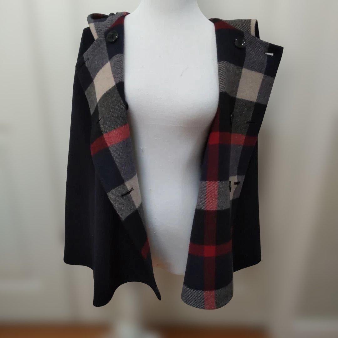 ブルーレーベル ダブルブレスト ケープコート ポンチョ リバーシブル 38