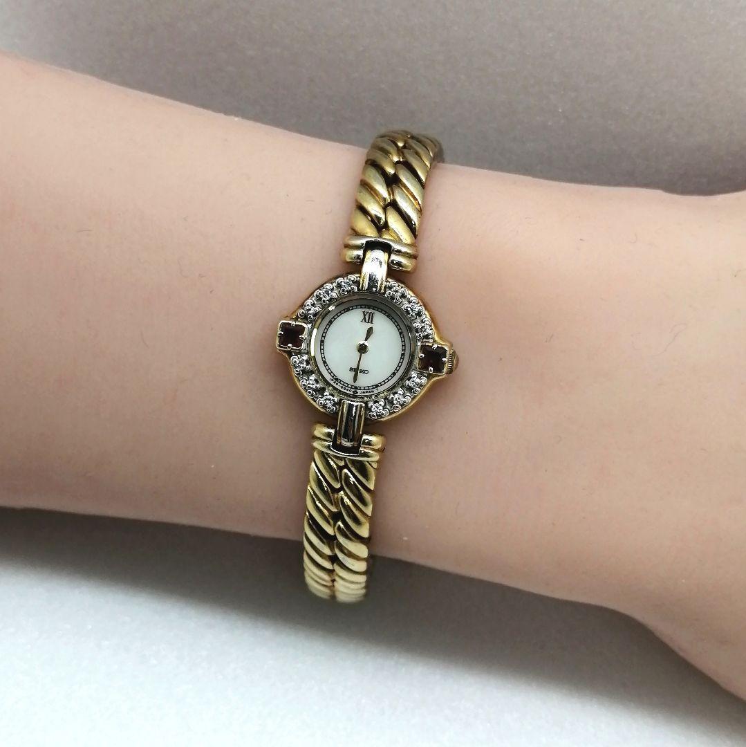 稼働✨ SEIKO　エクセリーヌ　時計　ダイヤ　ルビー　シェル文字盤　最高級