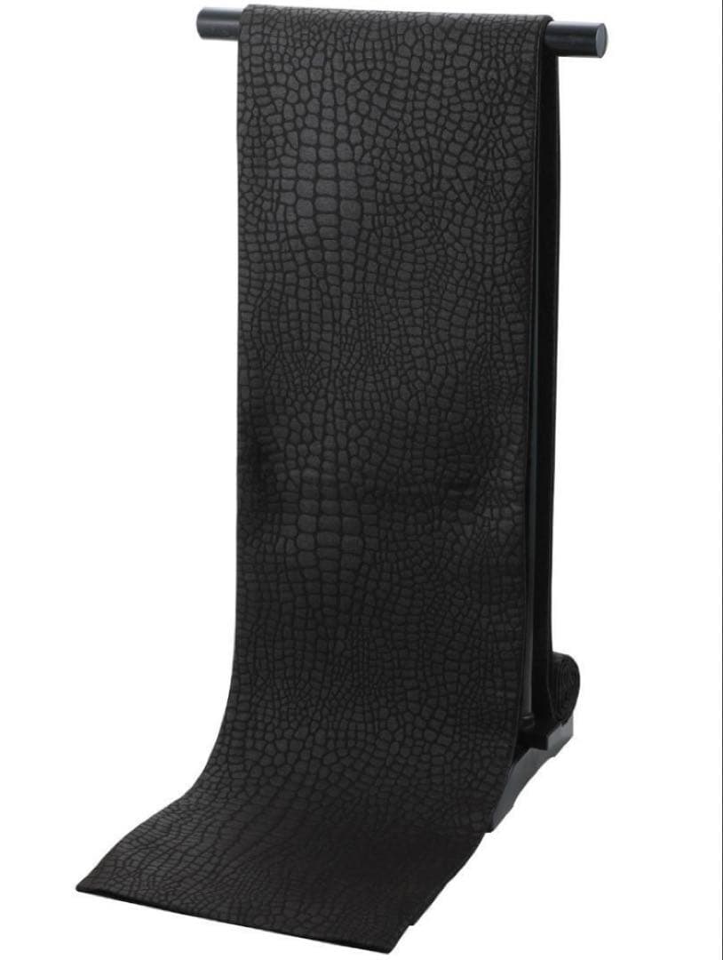 お仕立て上がり 振袖用 クロコ風 型押し柄 袋帯 日本製 ブラック　黒と白