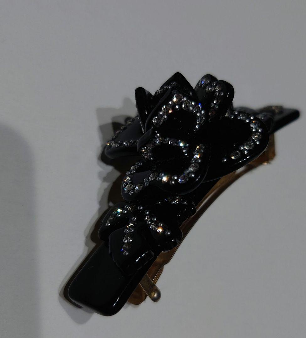 アレクサンドルドゥパリ リボン ラインストーン バレッタ ブラック