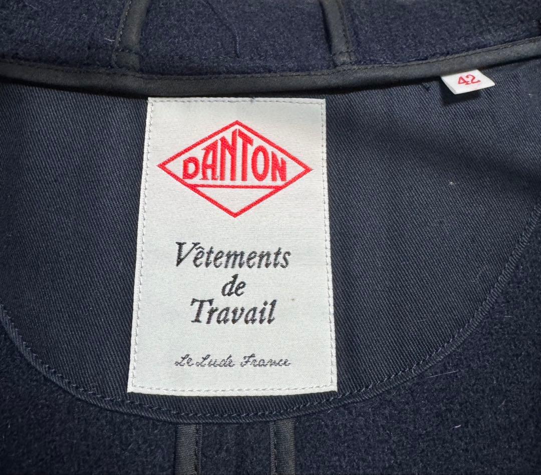 コ*ロ様 DANTON フード付きネイビーウールコート サイズ42