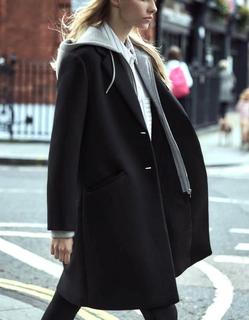 ZARA　コントラストフードコート　　2way　ロングコート　美品　完売