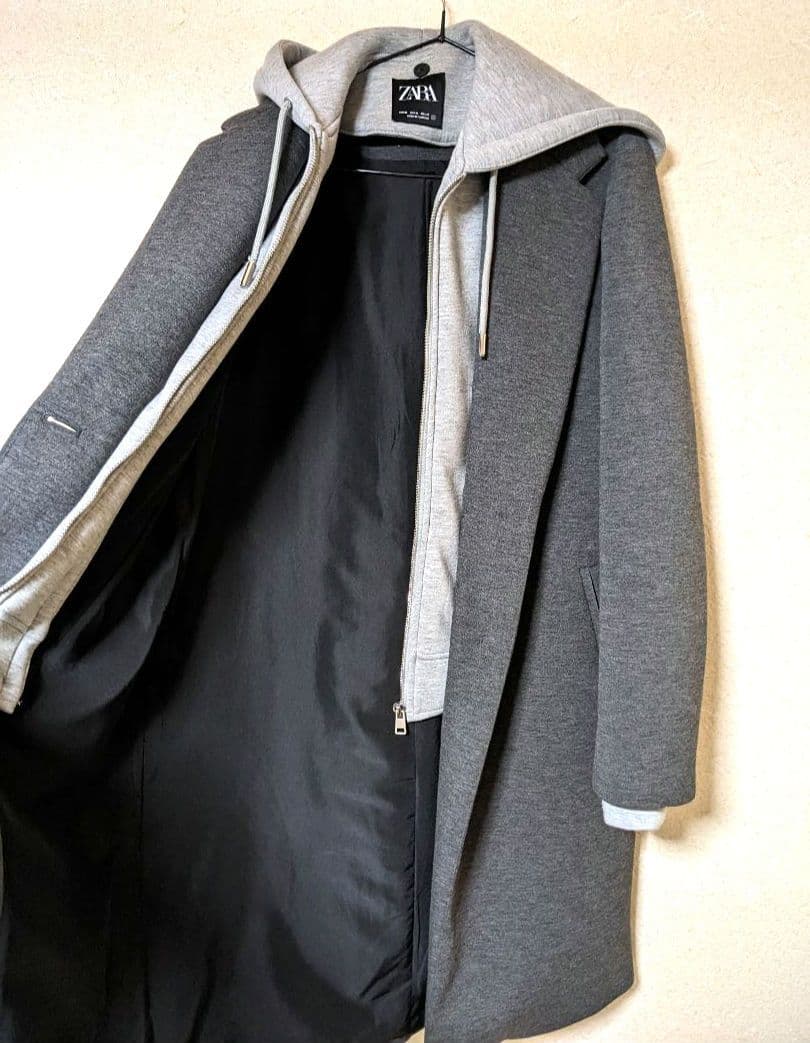 ZARA　コントラストフードコート　　2way　ロングコート　美品　完売