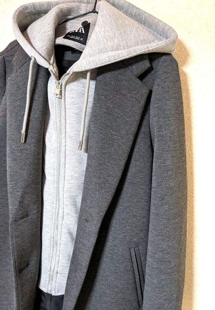 ZARA　コントラストフードコート　　2way　ロングコート　美品　完売