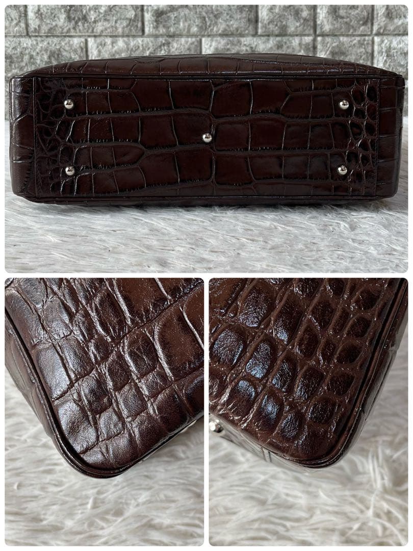 【極美品】濱野皮革工藝　HAMANO クロコ型押し　レザー　トートバッグ