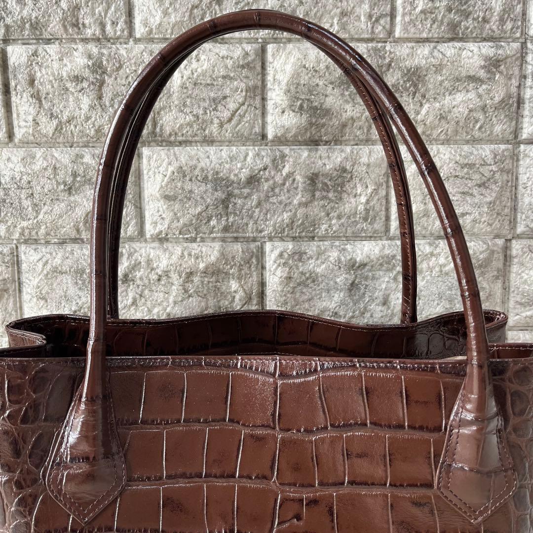 【極美品】濱野皮革工藝　HAMANO クロコ型押し　レザー　トートバッグ