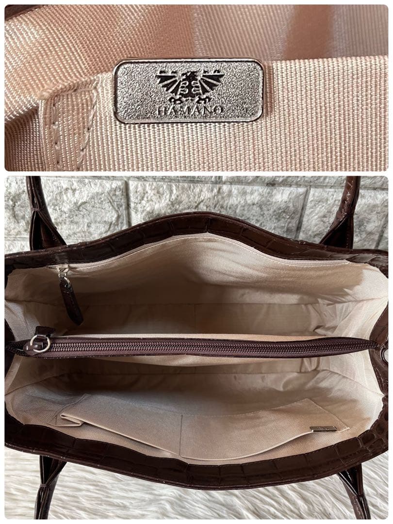 【極美品】濱野皮革工藝　HAMANO クロコ型押し　レザー　トートバッグ