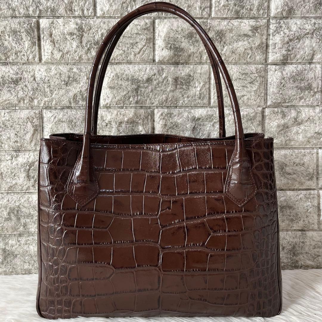 【極美品】濱野皮革工藝　HAMANO クロコ型押し　レザー　トートバッグ