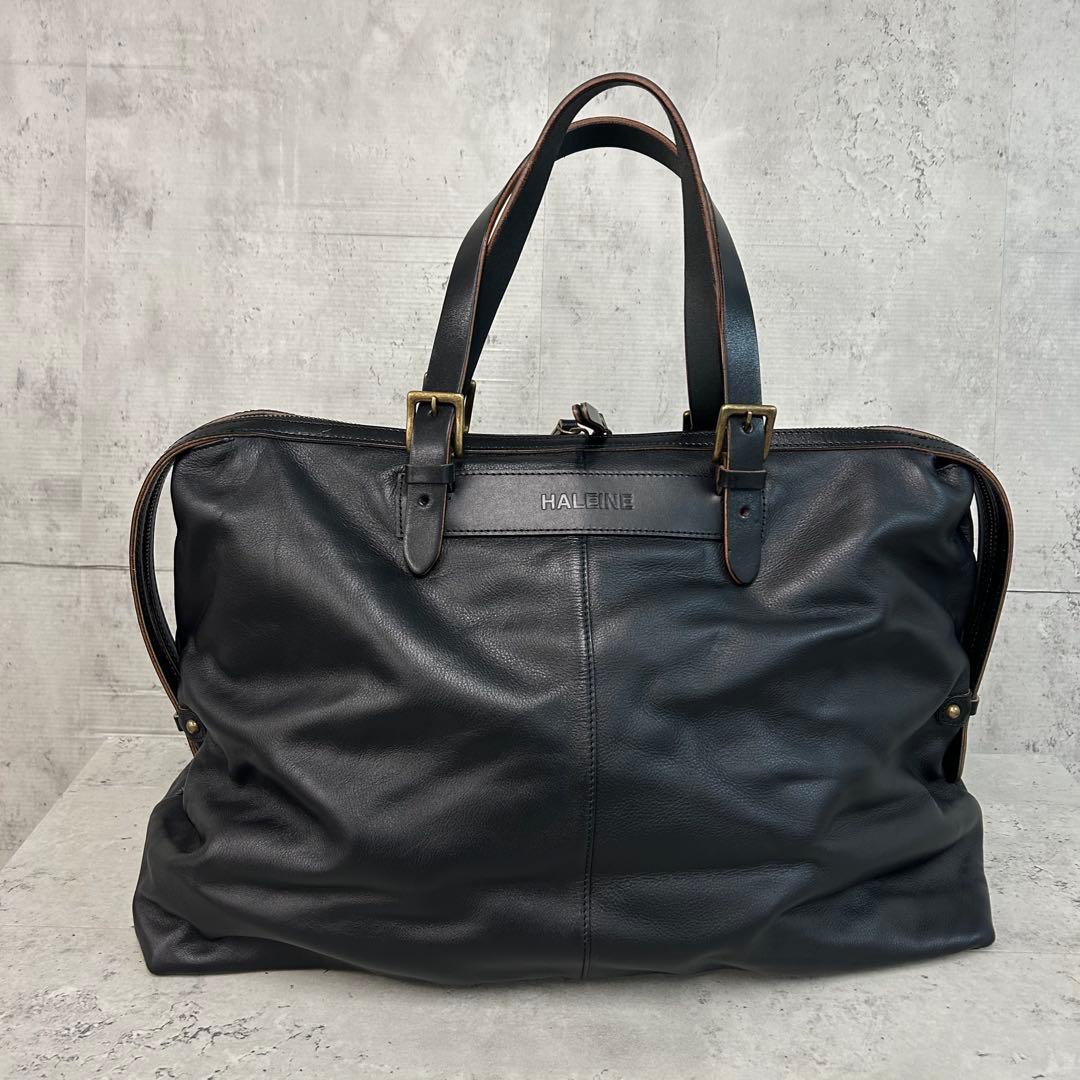PIC HALEINE ボストンバッグ 牛革 ヌメ革 レザー ブラック