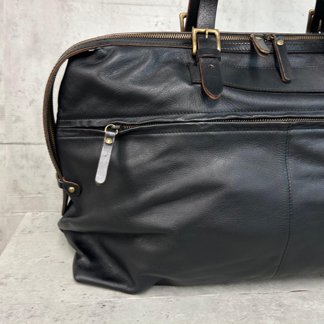 PIC HALEINE ボストンバッグ 牛革 ヌメ革 レザー ブラック