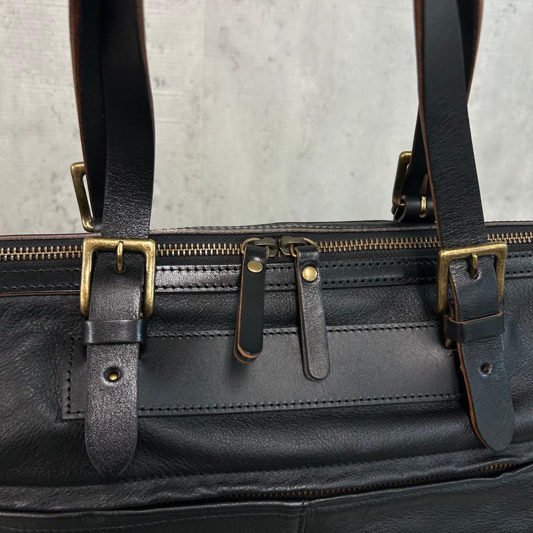 PIC HALEINE ボストンバッグ 牛革 ヌメ革 レザー ブラック