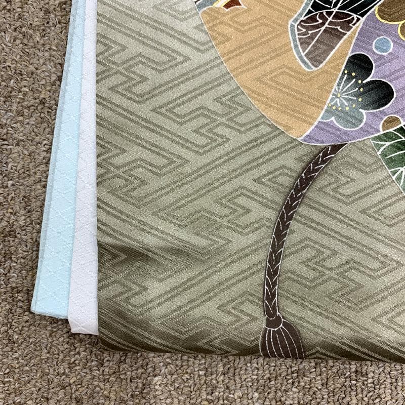 508ay66□お宮参り 男児 祝い着 着物 掛着 長襦袢付 金彩 龍に兜□美品