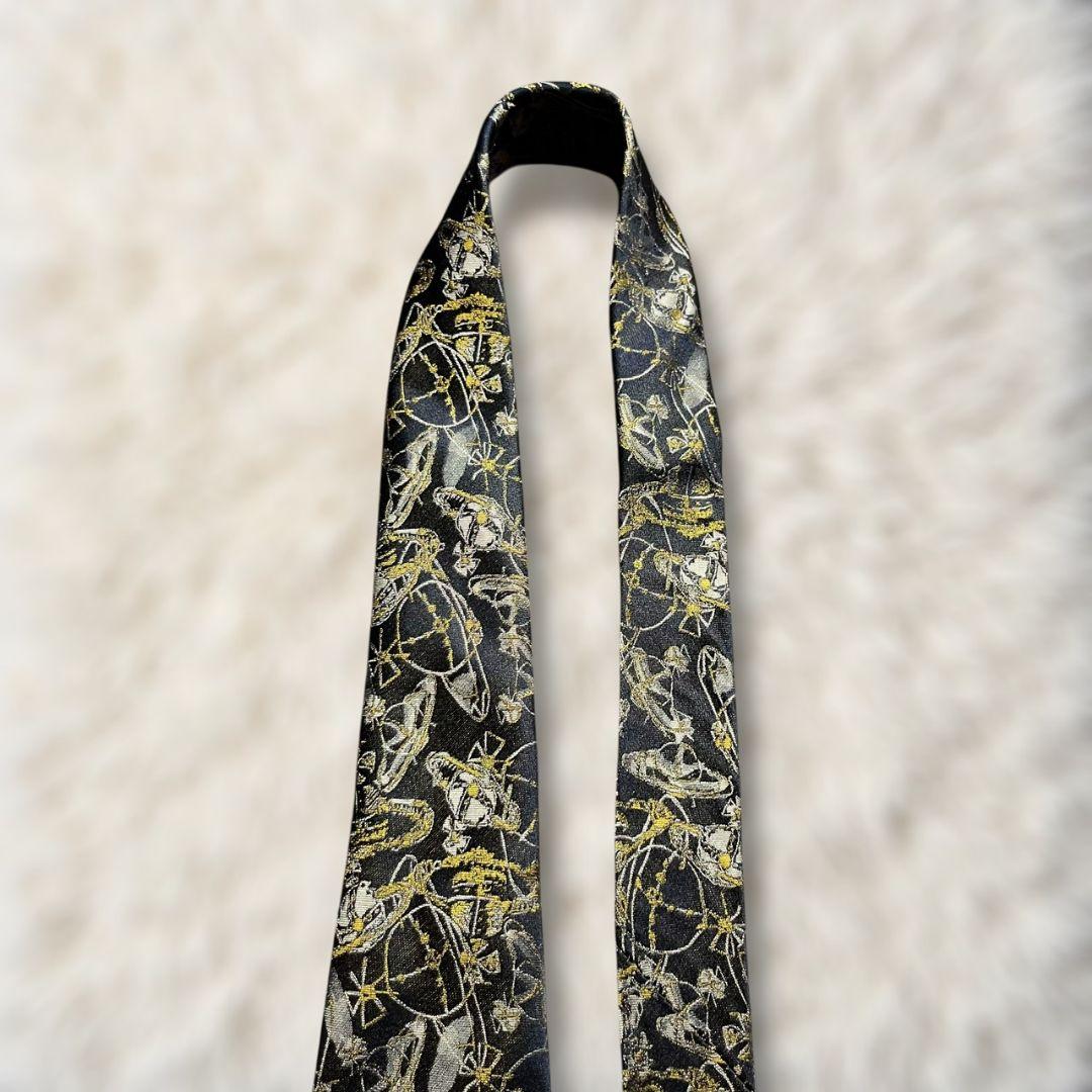 【美品✨】ヴィヴィアンウエストウッド 総柄 オーブ柄 ジャガード 暗濃紺黄白