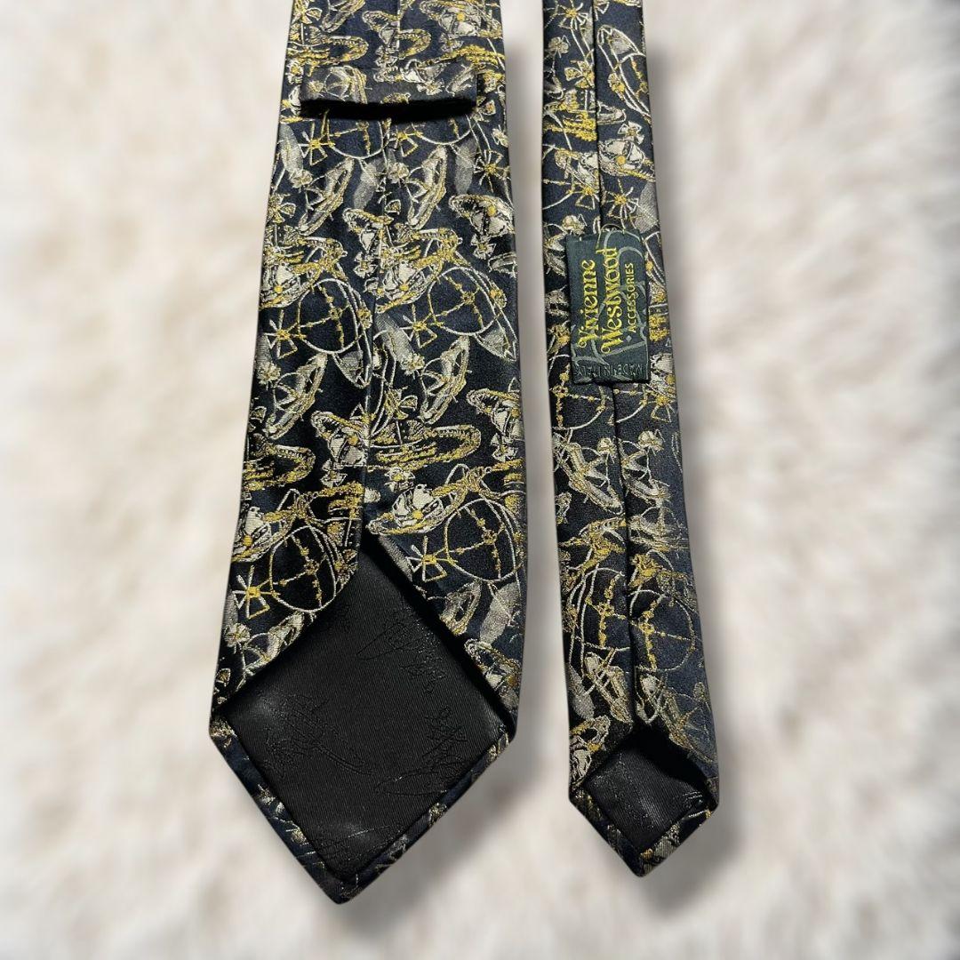 【美品✨】ヴィヴィアンウエストウッド 総柄 オーブ柄 ジャガード 暗濃紺黄白