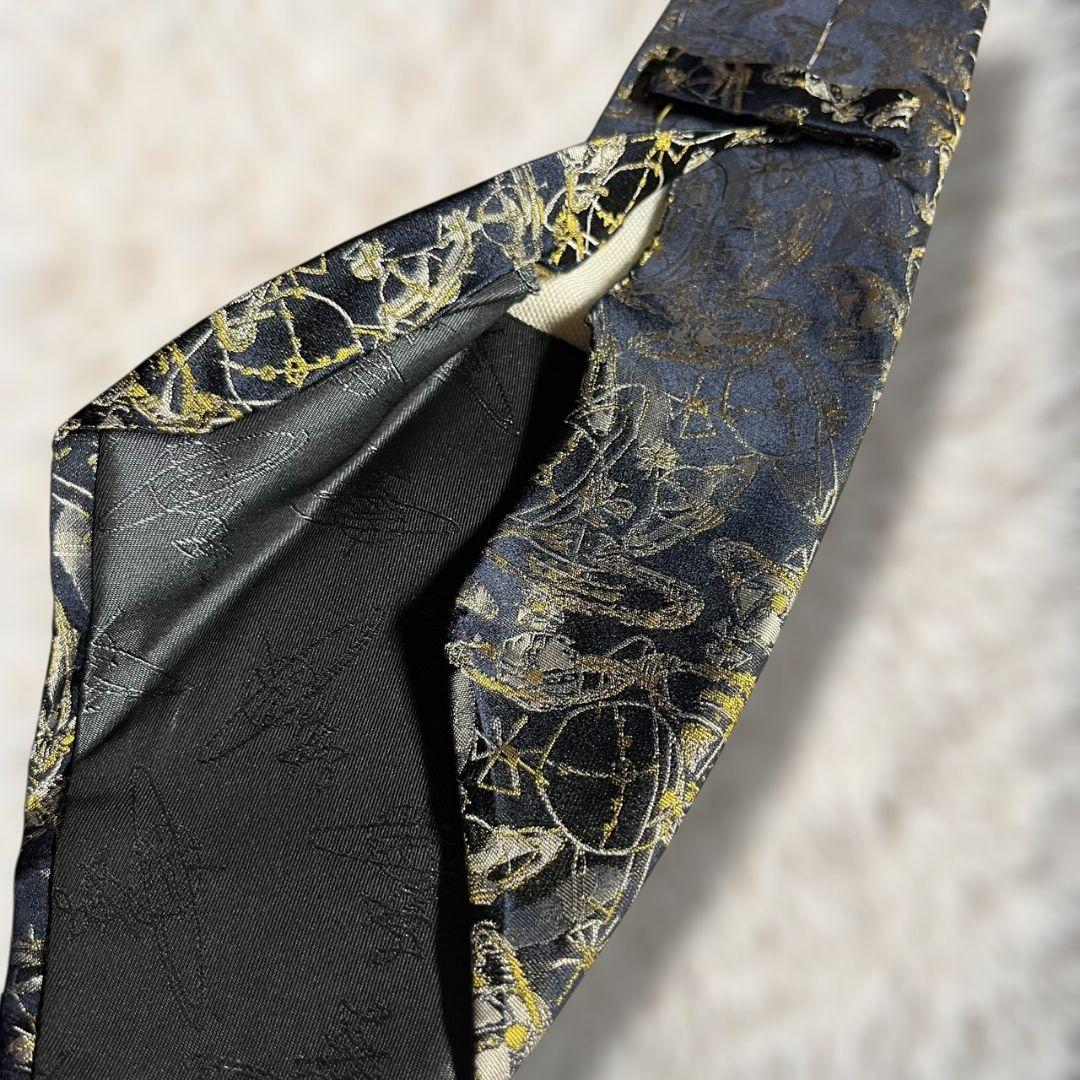 【美品✨】ヴィヴィアンウエストウッド 総柄 オーブ柄 ジャガード 暗濃紺黄白