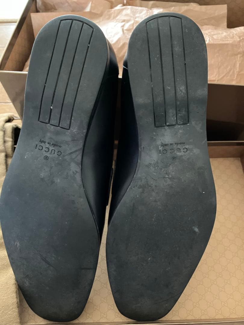 美品　GUCCI ブラック ローファー 保存袋付き　黒　42 27
