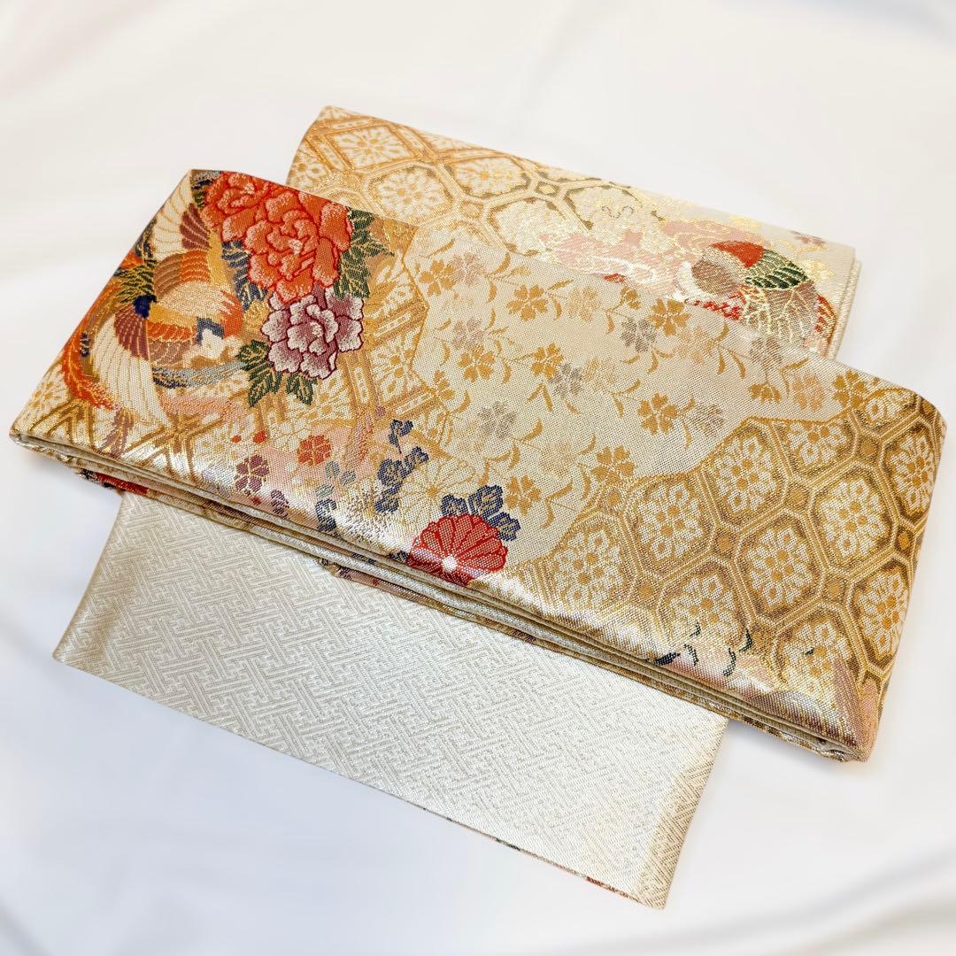 一体型 ワンタッチ帯 作り帯 佐賀錦 豪華 袋帯 二重太鼓