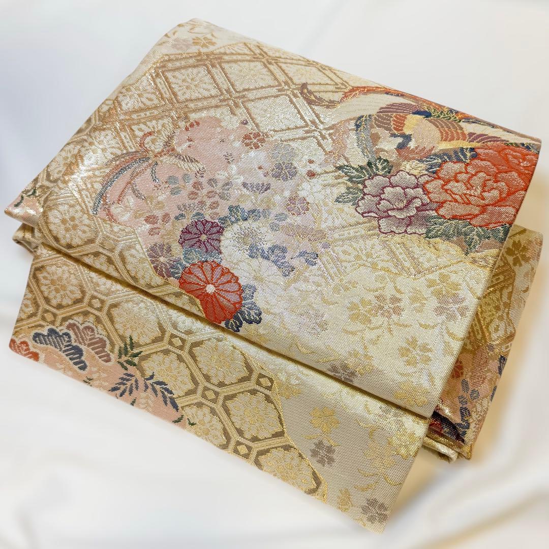 一体型 ワンタッチ帯 作り帯 佐賀錦 豪華 袋帯 二重太鼓