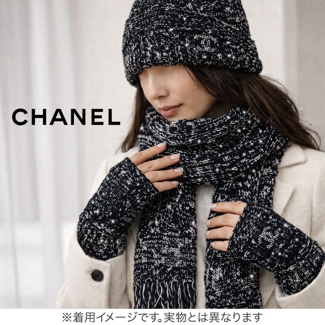 CHANEL 正規品 11A ニット3点セット 伊製　シャネル マフラー 帽子
