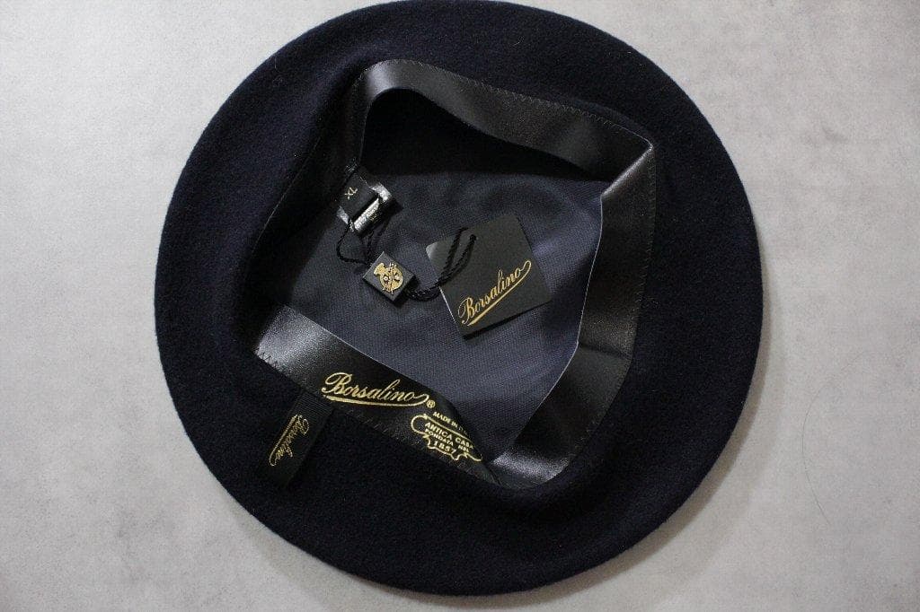 BORSALINO★新品2万円 ボルサリーノ ネイビーウールベレー帽 59センチ