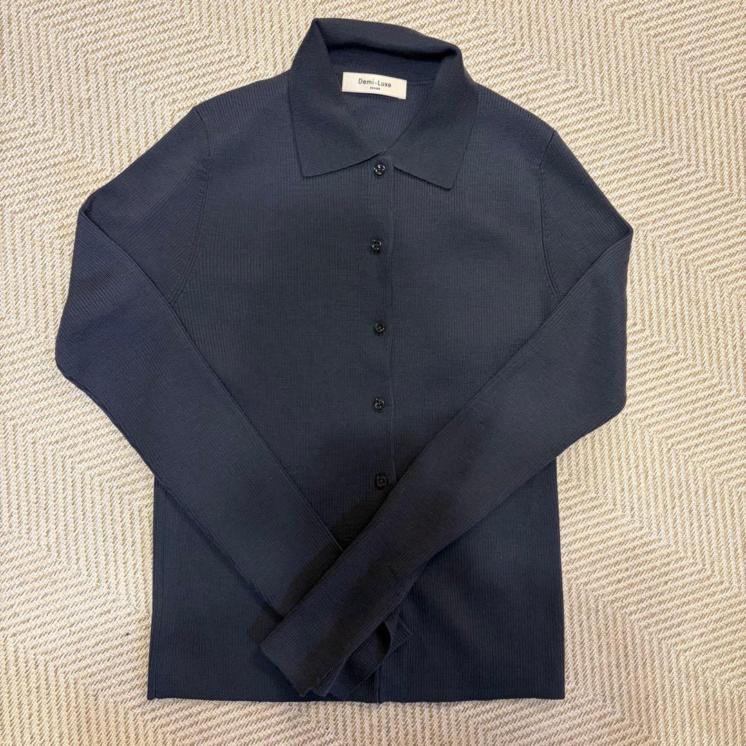 Demi-luxe BEAMS ポリエステルウールポロカーディガン