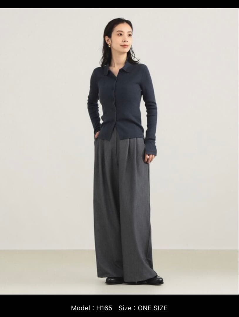 Demi-luxe BEAMS ポリエステルウールポロカーディガン