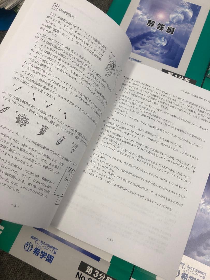 希学園　小6　 理科最高レベル演習　第1～第4分冊　2024年度　中古