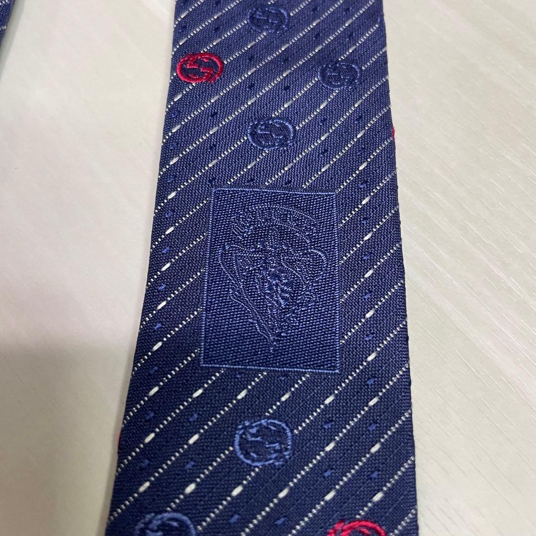 GUCCI☆グッチ☆ネクタイ☆未使用品☆GG柄☆ネイビー☆イタリア製