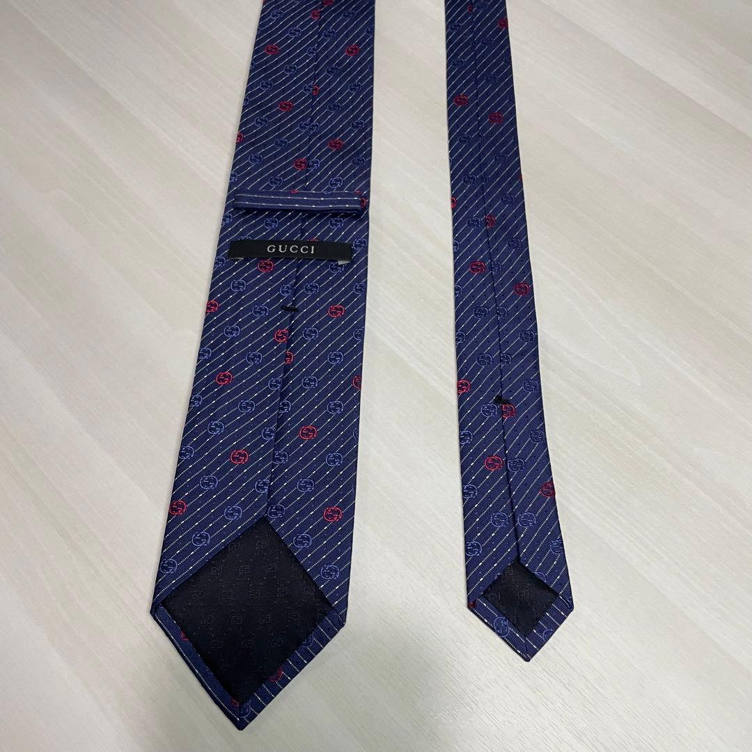 GUCCI☆グッチ☆ネクタイ☆未使用品☆GG柄☆ネイビー☆イタリア製