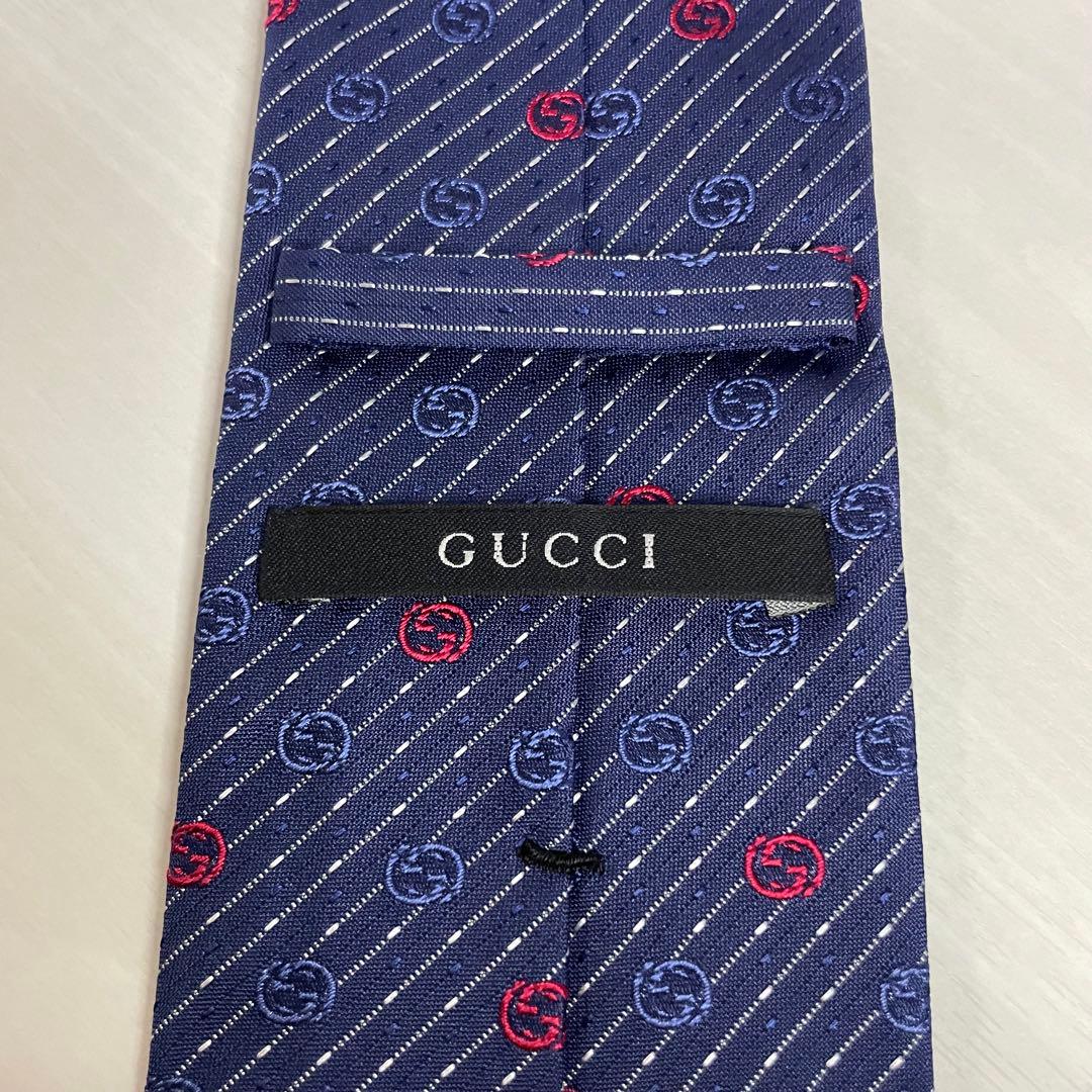 GUCCI☆グッチ☆ネクタイ☆未使用品☆GG柄☆ネイビー☆イタリア製
