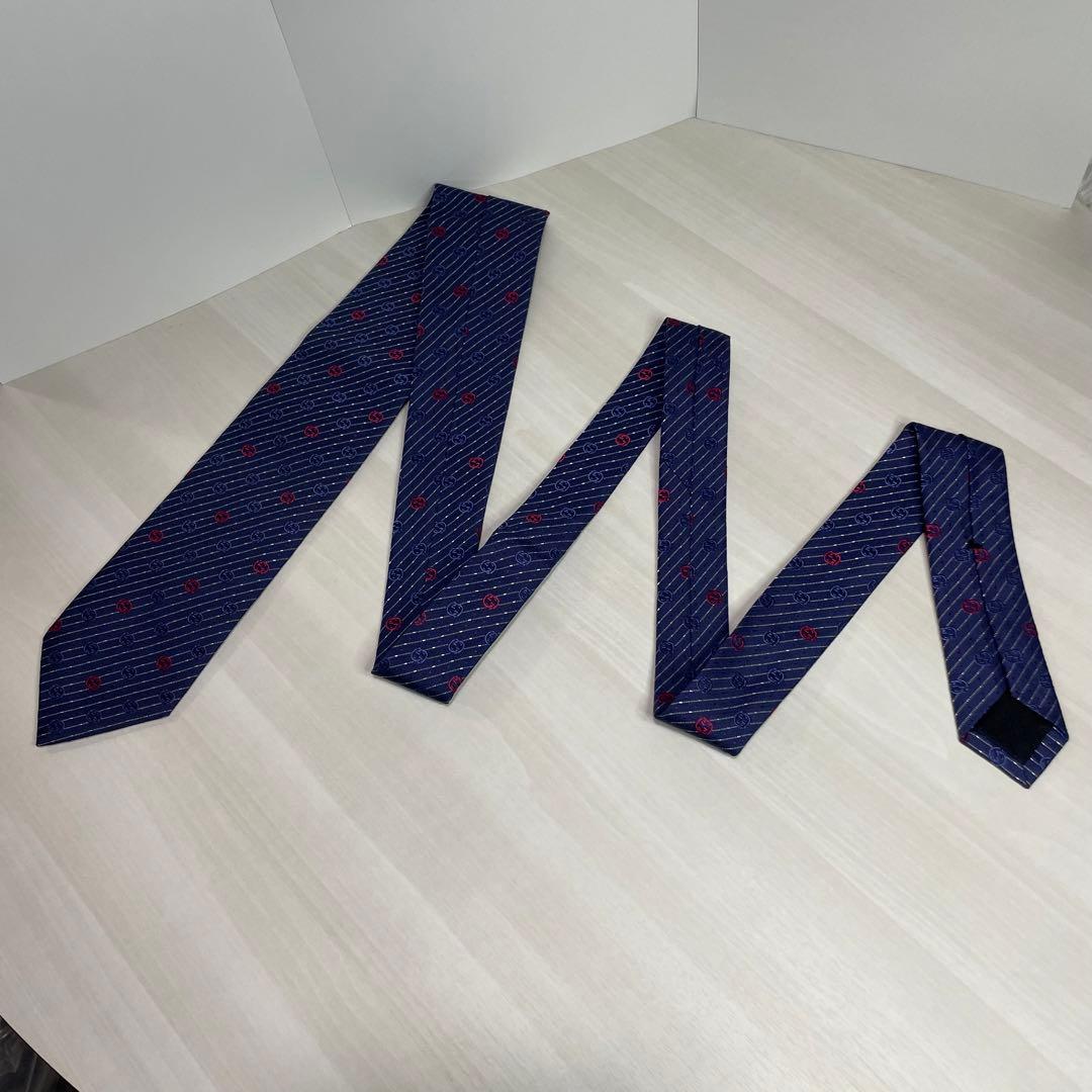 GUCCI☆グッチ☆ネクタイ☆未使用品☆GG柄☆ネイビー☆イタリア製