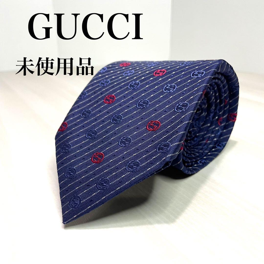 GUCCI☆グッチ☆ネクタイ☆未使用品☆GG柄☆ネイビー☆イタリア製