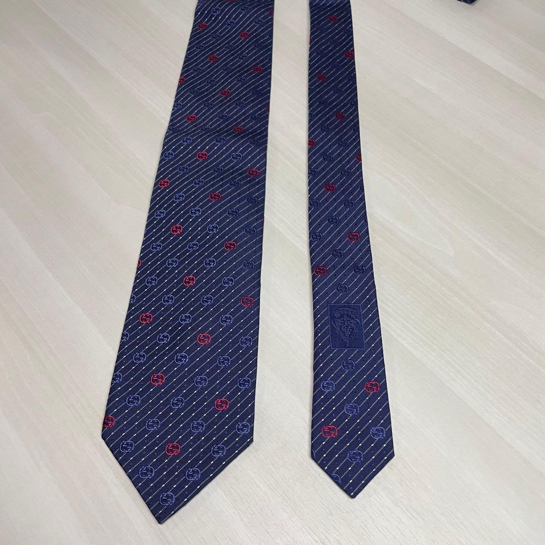 GUCCI☆グッチ☆ネクタイ☆未使用品☆GG柄☆ネイビー☆イタリア製